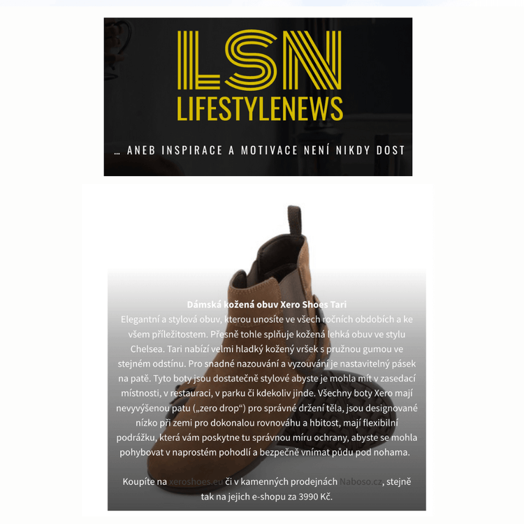 Lifestyle News features Xero Shoes' Tari Boot