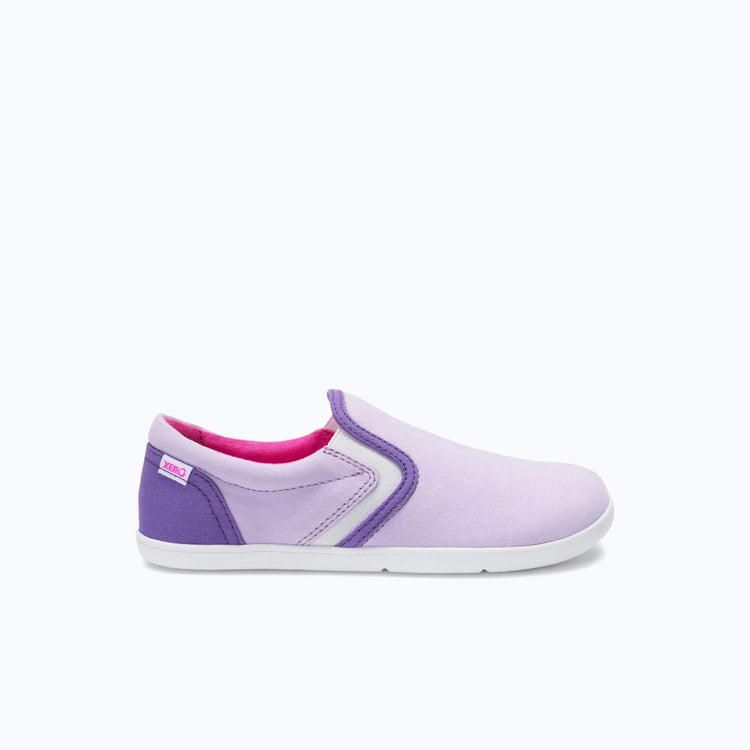 Xero Shoes Dillon Canvas Slip-On Shoe Big Kids in Light Gray with Toe Facing Right