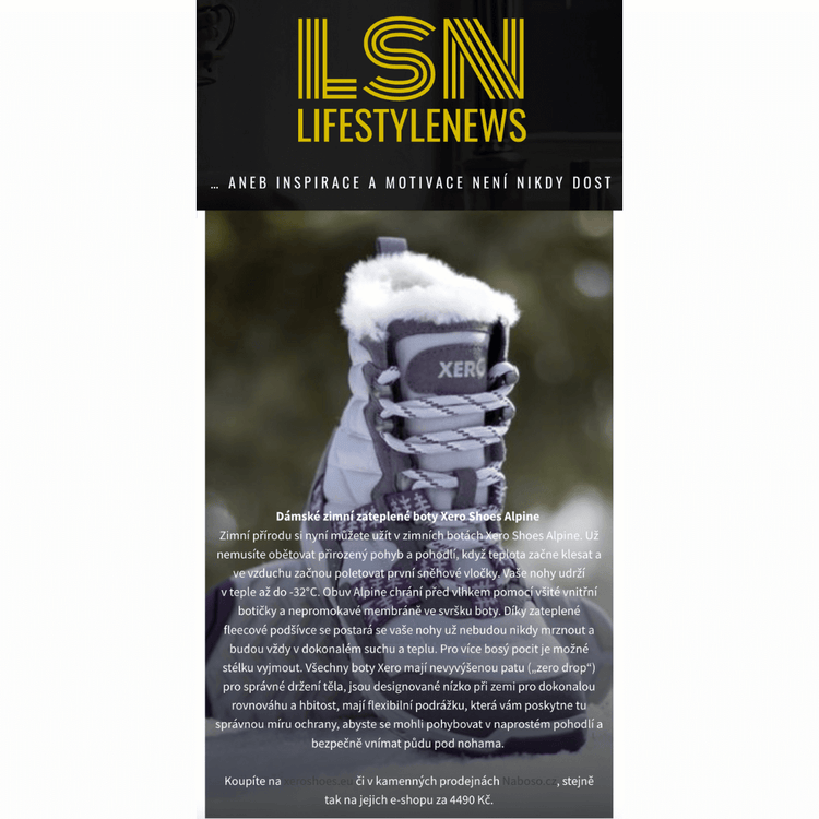 Lifestyle News features Xero Shoes' Alpine Snow Boot