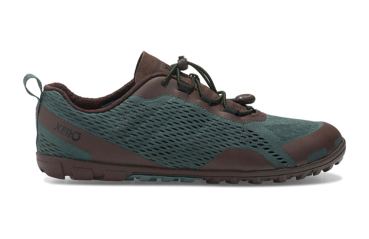 Aqua X men's forest green and java brown water shoes, side view