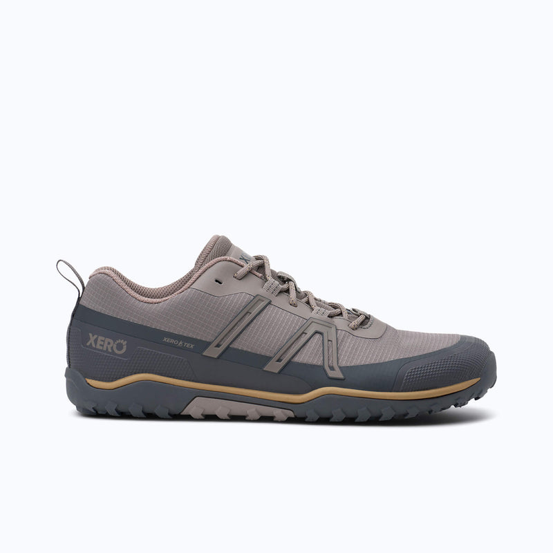 Xero Shoes Scramble Trail Low WP Men Shoe at Asphalt Gray with Toe Facing Right