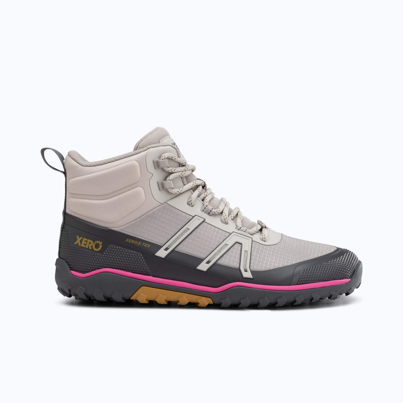 Xero Shoes Scramble Trail Mid WP Women Boot at Light and Dark Gray with Toe Facing Right