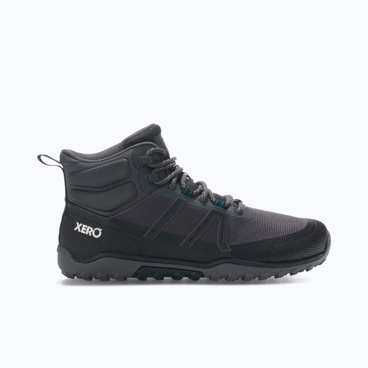 Xero Shoes Scrambler Trail Mid Women Boot in Asphalt Black with Toe Facing Right